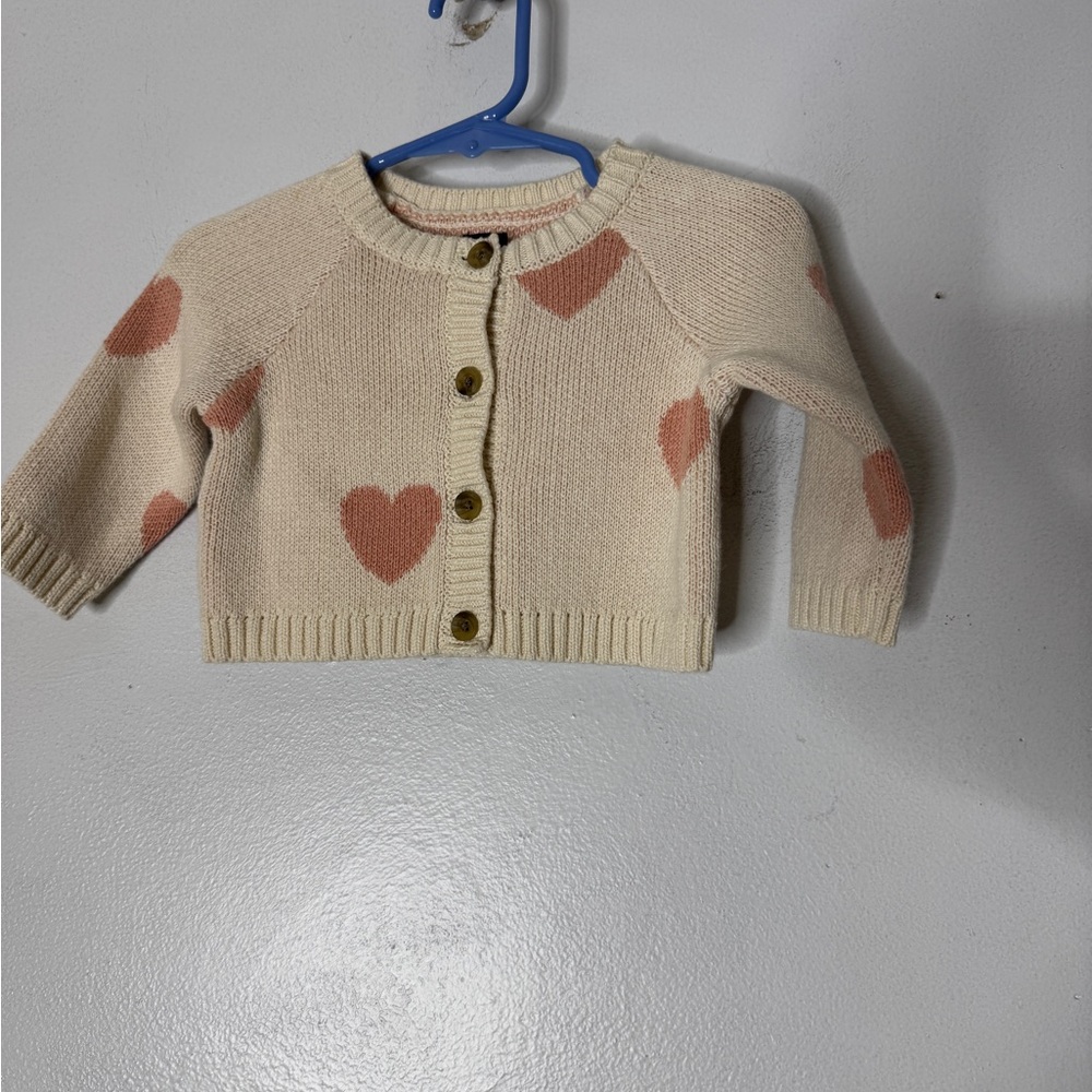 nwt tea‎ collection 3-6 Months Cream Pink Heart Full Of Heart Cardigan